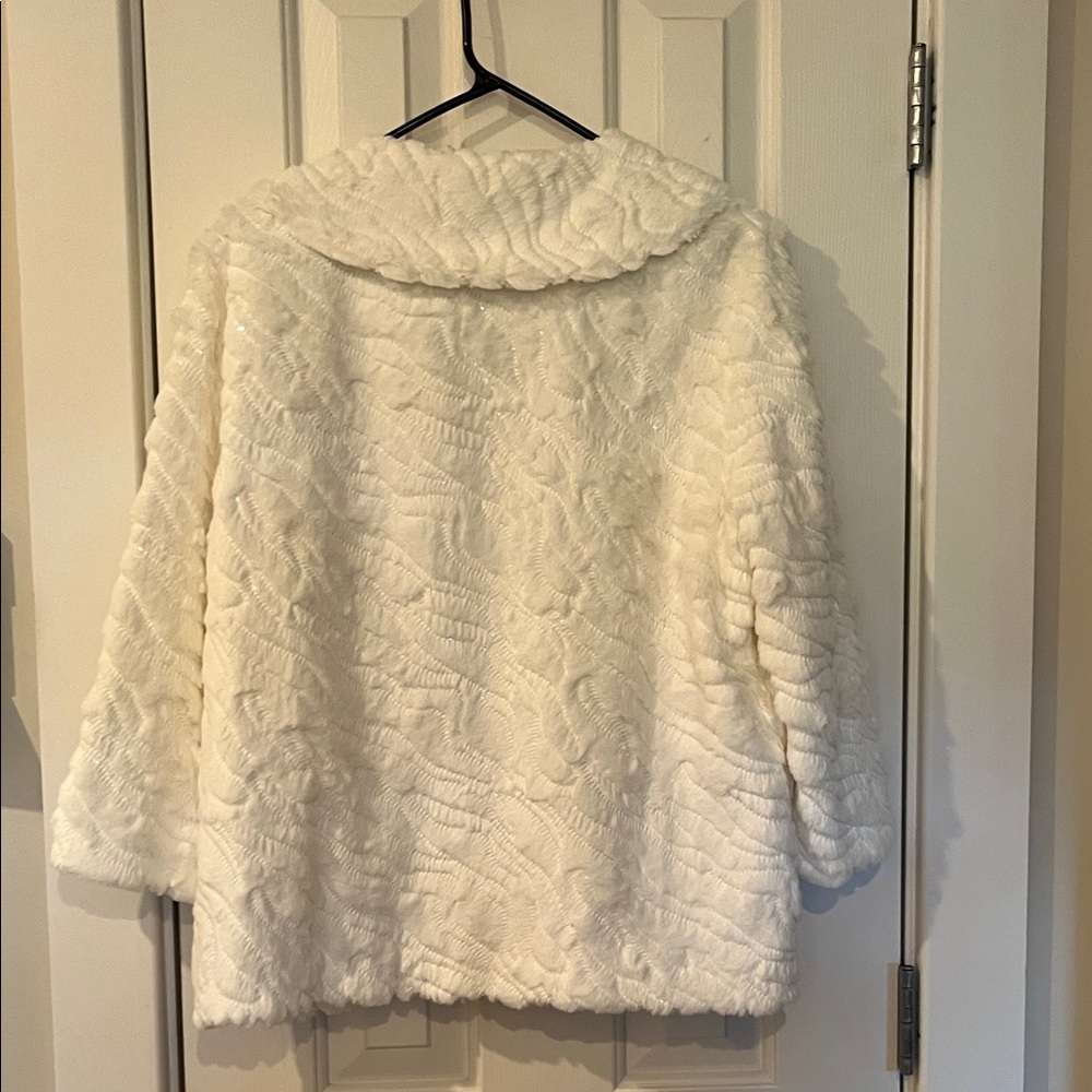 Alfred Dunner White Formal Elegant  Teddy Jacket USED size 14 - Picture 8 of 11
